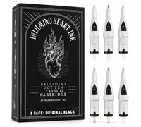 Inlumino Heart Ink Cartuchos de tinta negra originales de 0,5 mm para principiantes para aprender a tatuar, 6 cartuchos de tinta negra originales de 0,5 mm para principiantes para aprender a tatuar