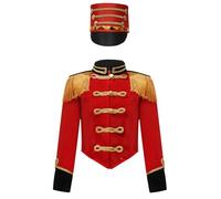 inlzdz Chaqueta De Terciopelo De Circo Para Niñas Chaqueta De Estilo Militar De Soldado Disfraz De Fiesta Carnaval Halloween Cosplay Rojo 9-10 años
