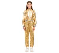 inlzdz Conjunto De Danza Hiphop Para Niñas A Chaqueta Metálica Con Cremallera Con Pantalones Chándal Deportivo Dorado 7-8 años