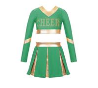 inlzdz Disfraz de Cheerleaders Animadora Niña Uniforme de Porristas Vestido de Manga Larga Disfraz de Porristas Cosplay Costumes Verde 9-10 años