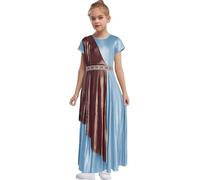 inlzdz Disfraz De Dioses Griegos Para Niñas Vestido Largo Elegante Disfraz De Princesa Romana Traje De Juego De Rol Halloween Carnaval Cielo azul 11-12 años