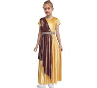 inlzdz Disfraz De Dioses Griegos Para Niñas Vestido Largo Elegante Disfraz De Princesa Romana Traje De Juego De Rol Halloween Carnaval Dorado 11-12 años
