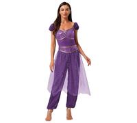 inlzdz Disfraz De Princesa Del Desierto Para Mujer Mono Brillante De Princesa India Disfraz Dama Medieval Trajes De Actuación De Baile árabe Morado M