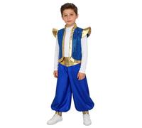 inlzdz Disfraz De Sultán árabe Para Niño Chaleco Sin Mangas + Pantalones Bombacho Disfraz Príncipe De Aladino Cosplay Azul 11-12 años