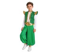 inlzdz Disfraz De Sultán árabe Para Niño Chaleco Sin Mangas + Pantalones Bombacho Disfraz Príncipe De Aladino Cosplay Verde 13-14 años