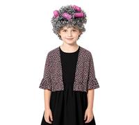 inlzdz Niña Blusa Con Volantes Chaqueta Floreada Juego Roles Abuela Traje 100 Días Escuela Disfraz De Época Rosa oscuro 5-6 años