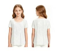 inlzdz Niña Camisas De Baile Brillantes Fotografía Actuación En El Escenario Modelo Evento Clausura Blanco 12-13 años