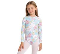inlzdz Niña Camiseta Baño con Estampado Flores Chaleco Protector De Manga Larga Ropa Playa Hawái Viajar Azul 5-6 años