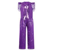 inlzdz Niña Conjunto Baile Niñas Piezas Trajes Disco Jazz Brillantes Danzar Púrpura 7-8 años