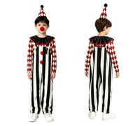inlzdz Niño Traje Payaso Mono Monos Coloridos Con Tirantes Botones Pompom Rojo Negro Blanco 3-4 años