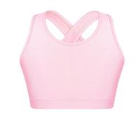 inlzdz Top de Danza Deportiva para Niña sin Manga con Espalda de Corredor Sólido Sujetador de Gimnasia Rítmica Ropa de Deporte Fitness Yoga B Rosa 3-4 años