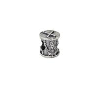 Inmaculada Romero IR Abalorio Charm Tambor Rociero Plata Ley 925m icono 10mm. Virgen del Rocío silueta