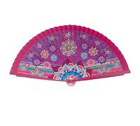 Inmaculada Romero IR Abanico 23cm. rosa fucsia fondo morado mandalas flores multicolor