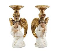 Inmaculada Romero IR Ángeles de Rodillas Velero Figura 30 cm. Set 2 Piezas Imagen Resina Color Blanco