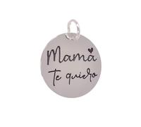 Inmaculada Romero IR Colgante Chapa Plata Ley 925m con 21mm. MAMÁ TE QUIERO. Grabación incluida en el precio - Personalizable - GRABACIÓN INCLUIDA EN EL PRECIO