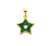 Inmaculada Romero IR Colgante en Oro de 18k con 12mm. forma de estrella piedra malaquita circonita centro cerco bolas