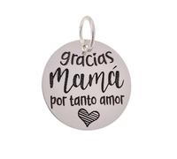 Inmaculada Romero IR Colgante Plata Ley 925m 18mm. mensaje GRACIAS MAMÁ POR TANTO AMOR. Grabación incluida en precio - Personalizable - GRABACIÓN INCLUIDA EN EL PRECIO