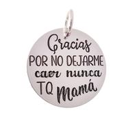 Inmaculada Romero IR Colgante Plata Ley 925m 21mm. GRACIAS POR NO DEJARME CAER NUNCA TQ MAMÁ. Grabación incluida - Personalizable - GRABACIÓN INCLUIDA EN EL PRECIO