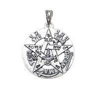 Inmaculada Romero IR Colgante Plata Ley 925M Tetragramatón 21mm. Amuleto Estrella Protección Esotérico Parte Trasera Lisa