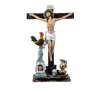 Inmaculada Romero IR Cristo Cruz Justo Juez Figura 30 cm. Imagen Resina Gallo sábana Calavera Elementos de la pasión