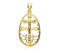 Inmaculada Romero IR Cruz Caravaca Colgante Oro 18k Unisex 30mm. crucifijo Cerco Ovalado Detalles