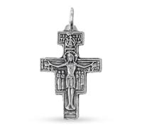 Inmaculada Romero IR Cruz Crucifijo Cristo San Damián en Plata de Ley 925m maciza de 38mm.