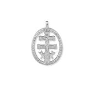 Inmaculada Romero IR Cruz de Caravaca Colgante en Plata de Ley 925m de 18mm. amuleto rodiado con circonitas