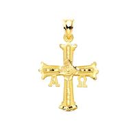 Inmaculada Romero IR Cruz de Covadonga Colgante en Oro de 9k con 33mm. detalle Alpha y Omega
