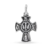 Inmaculada Romero IR Cruz Espíritu Santo en Plata de Ley 925m de 22mm. con Sagrado Corazón de Jesús San Cristóbal