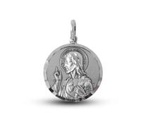 Inmaculada Romero IR Escapulario Corazón de Jesús Virgen del Carmen Medalla Plata Ley 925m unisex 23 mm. macizo tallada