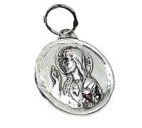 Inmaculada Romero IR Escapulario Virgen del Carmen Sagrado Corazón de Jesús Medalla Plata Ley 925m unisex 19mm.