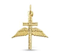 Inmaculada Romero IR Espada Alas San Miguel Arcángel Colgante en Plata Ley 925m chapado oro de 25mm. macizo