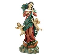 Inmaculada Romero IR Figura Virgen María Desatanudos Imagen 20Cm. Adorno Resina Decoración Nube Angelitos Cuerda Nudos