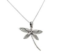 Inmaculada Romero IR Gargantilla Collar Plata Ley 925m cadena rolo 42cm. colgante libélula 34 x 30mm. nácar