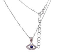 Inmaculada Romero IR Gargantilla Collar Plata Ley 925m mujer 42cm. ojo turco amuleto 13 x 7mm. circonitas combinadas