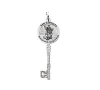 Inmaculada Romero IR Llave de San Expedito colgante plata Ley 925m unisex 3.20cm. mensaje RUEGA POR NOSOTROS detalles