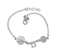 Inmaculada Romero IR Llave San Benito Pulsera Plata Ley 925m 17cm. cadena rolo 2mm. medalla San Judas Tadeo 10mm.
