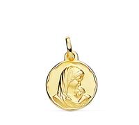 Inmaculada Romero IR Madre Amor Maternal medalla oro 18k unisex 16mm. detalles borde relieve - Personalizable - GRABACIÓN INCLUIDA EN EL PRECIO