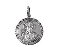Inmaculada Romero IR Medalla colgante plata Ley 925m escapulario macizo 24mm. Sagrado Corazón de Jesús Virgen del Carmen