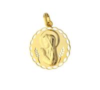 Inmaculada Romero IR Medalla de Primera Comunión Virgen Niña Plata Ley 925m chapada oro 20mm. cerco calado - Personalizable - GRABACIÓN INCLUIDA EN EL PRECIO