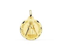 Inmaculada Romero IR Medalla oro 9k Virgen de Covadonga 18mm. redonda lisa borde tallado - Personalizable - GRABACIÓN INCLUIDA EN EL PRECIO