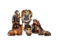 Inmaculada Romero IR Misterio Nacimiento Navidad 6 Piezas 26 cm. Belén clásico Resina Figura Sagrada Familia Ángel Mula