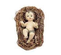 Inmaculada Romero IR Niño Jesús Figura Religiosa 14 cm. Imagen Resina Cuna Pesebre Paja
