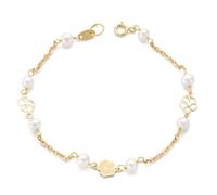 Inmaculada Romero IR Pulsera para Primera Comunión Oro 9k de 14cm. con 8 perlas cultivadas de 4mm.