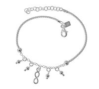 Inmaculada Romero IR Pulsera Plata Ley 925m cadena coreana 17cm. combinada rolo 2mm. infinito 10mm. bolas 3mm.