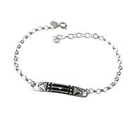 Inmaculada Romero IR Pulsera plata Ley 925m cadena rolo 17cm. chapa 35mm. Atlante oxidado símbolo de protección