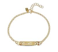 Inmaculada Romero IR Pulsera Plata Ley 925m chapada oro eslabón rolo de 17cm. chapa 35mm. Atlante símbolo protección