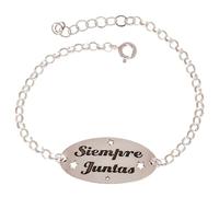Inmaculada Romero IR Pulsera Siempre Juntas Plata Ley 925m de 16cm. cadena rolo tamaño chapa 30 x 15mm.
