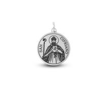 Inmaculada Romero IR San Cipriano Medalla Colgante Plata Ley 925m macizo 19mm. lisa. Grabación incluida en el precio - Personalizable - GRABACIÓN INCLUIDA EN EL PRECIO