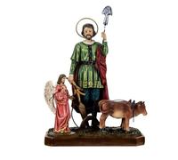 Inmaculada Romero IR San Isidro Labrador Figura 20 cm. Resina con bueyes Detalle ángel patrón de los labradores